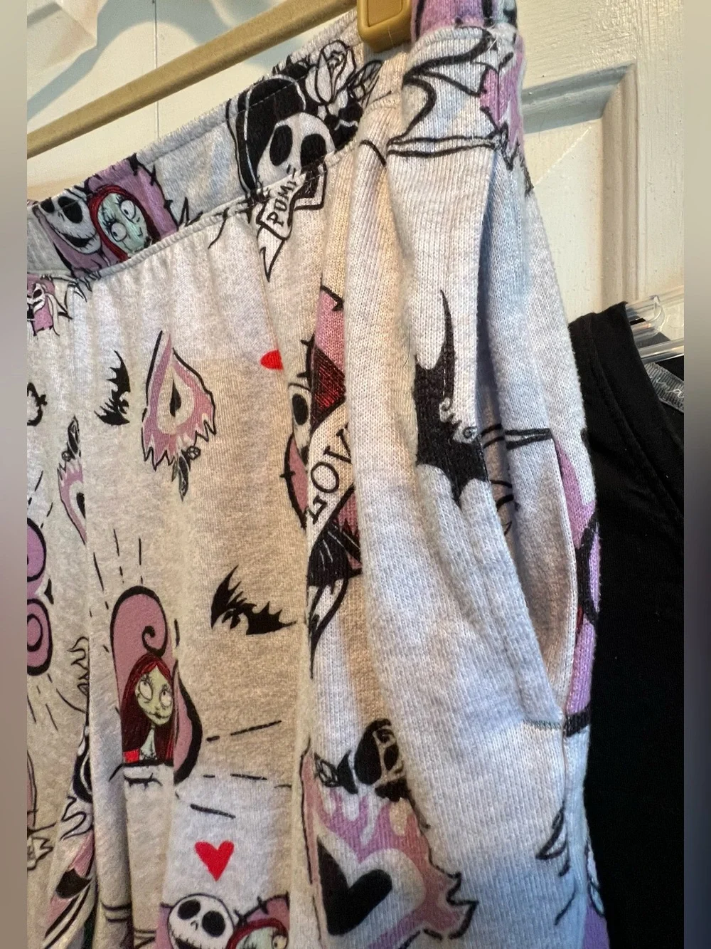 2 Pc PJ Set 💜🖤Disney’s Nightmare B4 Christmas Pants w Pockets & a Black tee - Picture 6 of 12